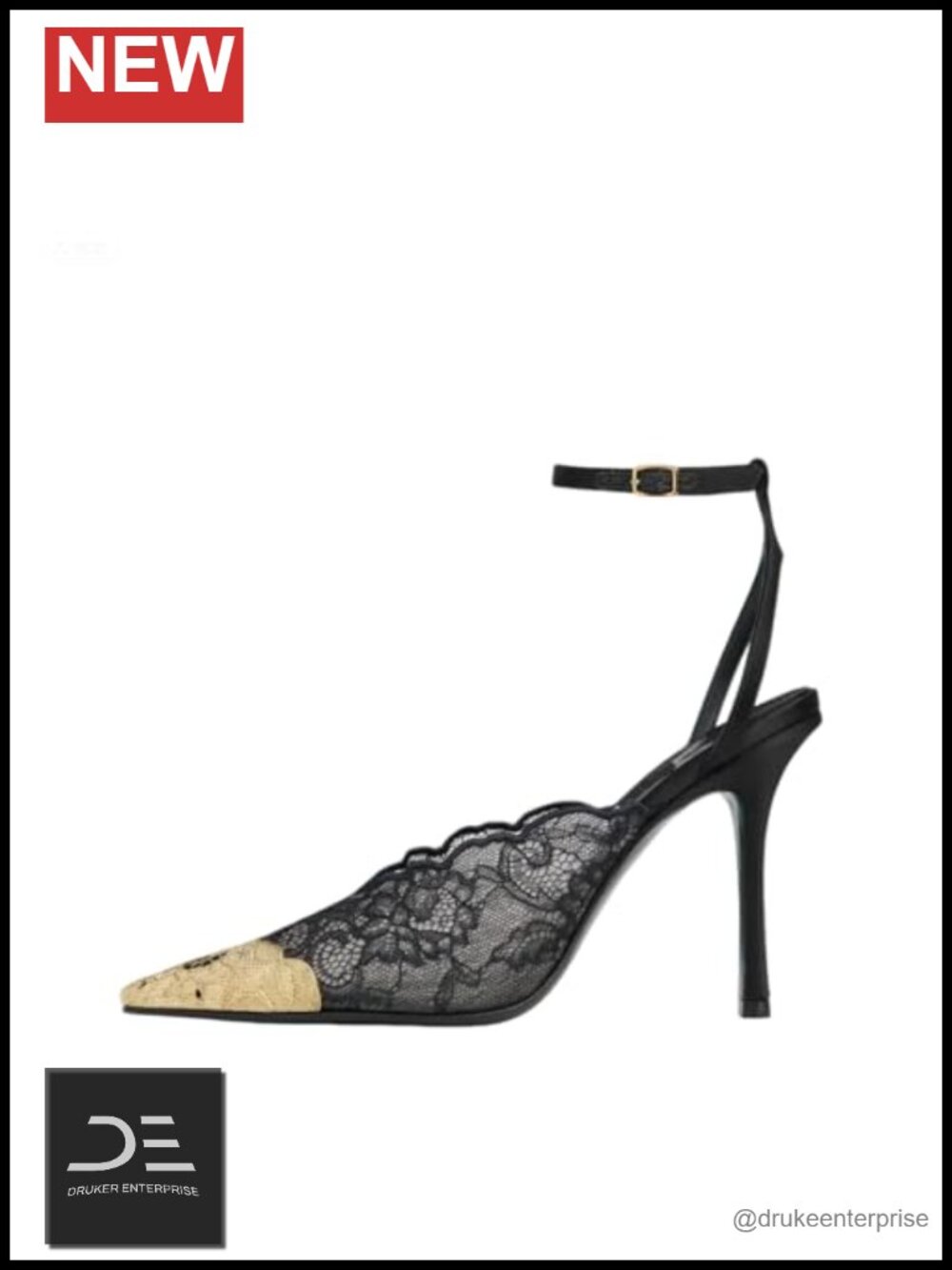 Women's Mesh Floral Embroidered Slingback Heels, Pointed Toe Kitten Heel Pumps